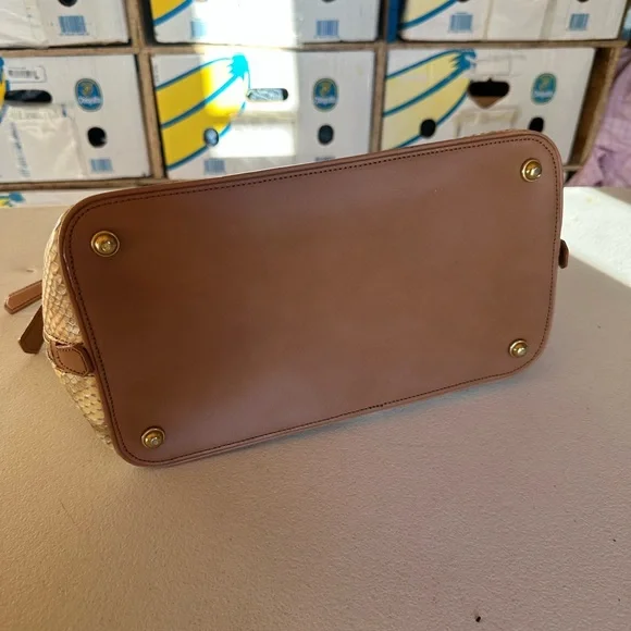 Brahmin Tan and Brown Woven Satchel